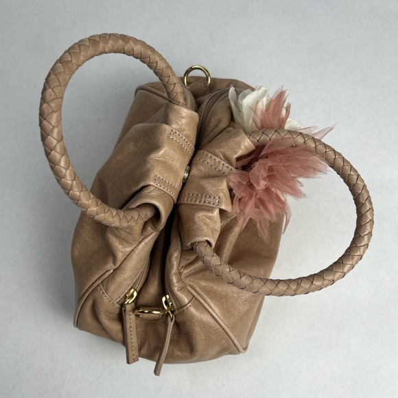 Talbots Tan Leather Handbag with Floral Accent - Picture 9 of 16
